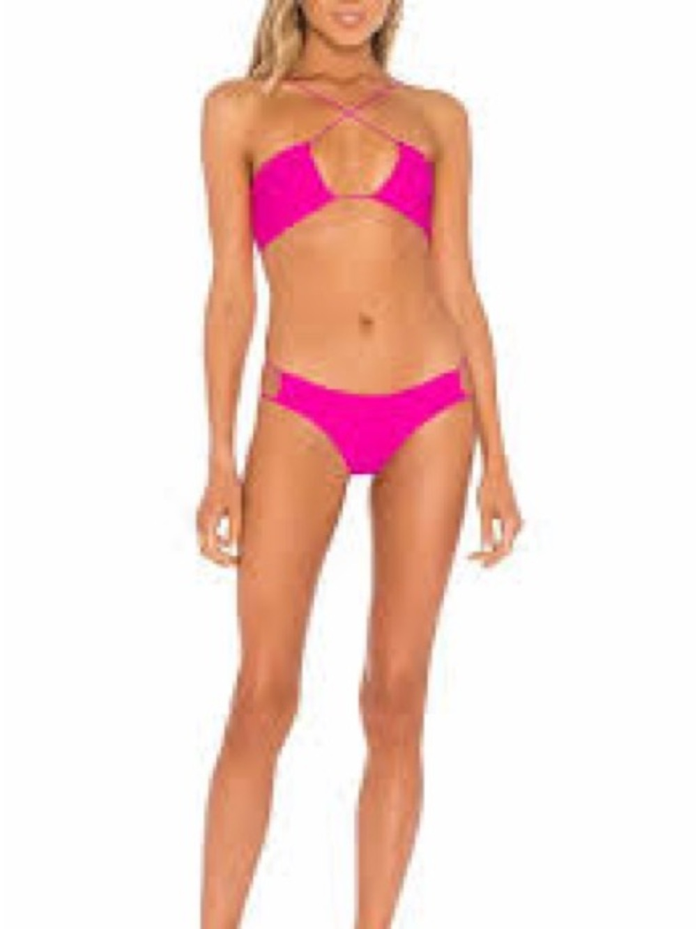 superdown Hot Pink Crisscross Bikini Set